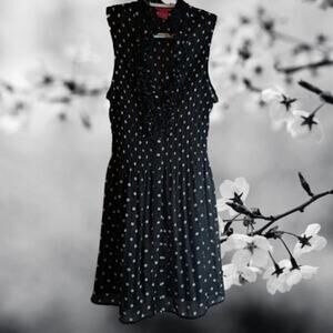 Sunny Leigh Lg sleeveless black and white polka dot polyester woman's dress